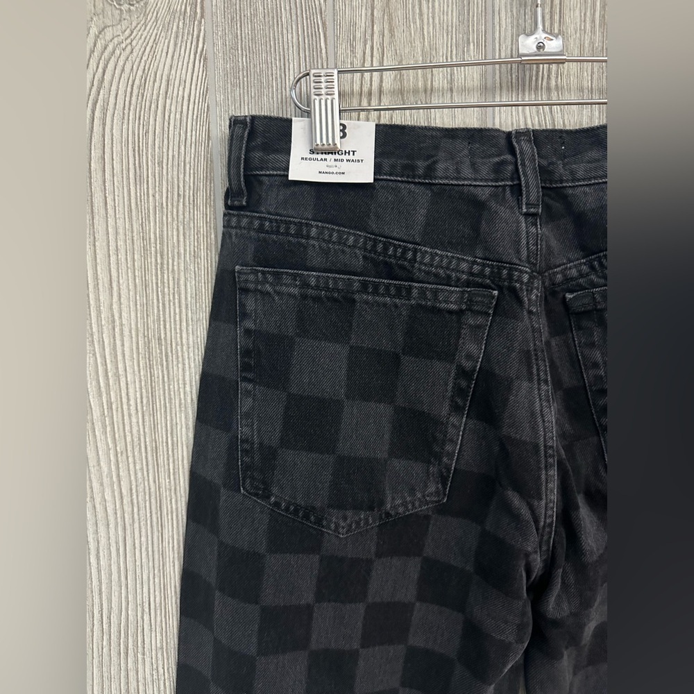 NEW! MNG CHECKERED Jeans Size 6 NWT Womens Black - Picture 14 of 14